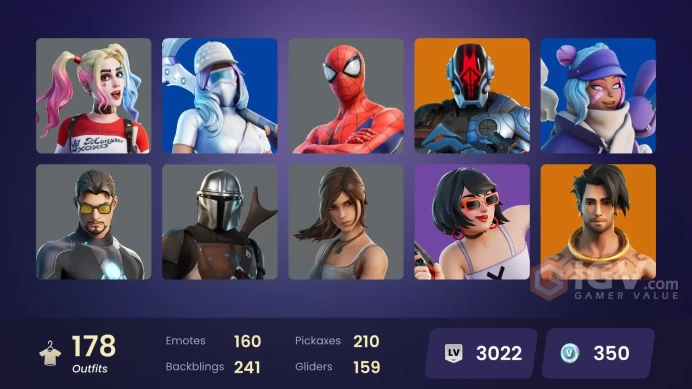 FA | 170 skins | Leviathan Axe | Major Glory | The Imagined | Renzo the Destroyer | Joltara | Ronin | Torin | The Origin | Kado Thorne | Joey
