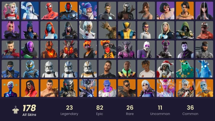 FA | 170 skins | Leviathan Axe | Major Glory | The Imagined | Renzo the Destroyer | Joltara | Ronin | Torin | The Origin | Kado Thorne | Joey