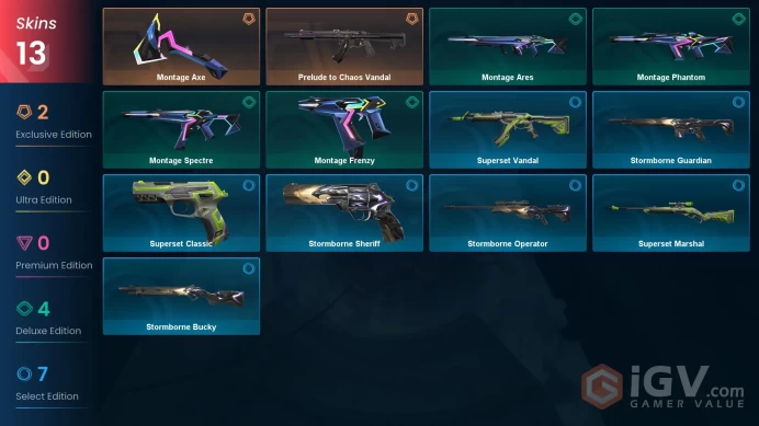 EU-TR / V26:ACT1 ASCENDANT 1 / PRELUDE TO CHAOS VANDAL / 3000+ VP SPENT / 13 SKINS / CHANGEABLE EMAIL / INSTANT DELIVERY #VIG1/72826MR12