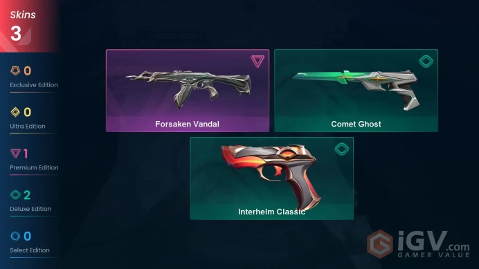 EU | 3 skins | Forsaken Vandal | Comet Ghost | Interhelm Classic | G2727