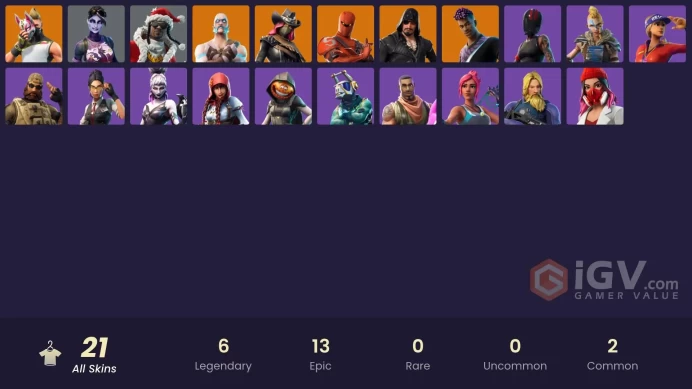 21 skins | Fresh | Blackheart | Calamity | Fade | Drift | Hybrid | Ragnarok | Dark Bomber | Santa Dogg | Yulejacket | Nightshade | DJ Yonder