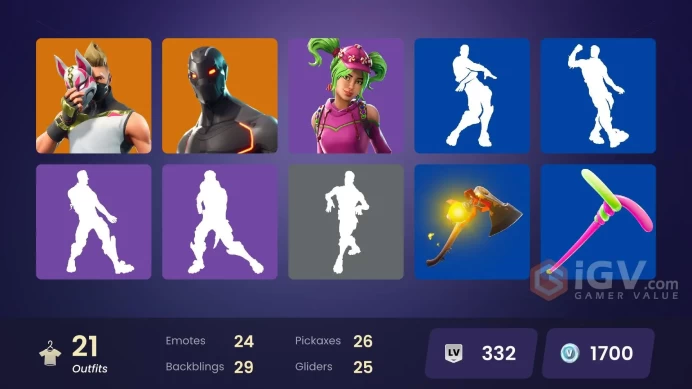 21 skins | Omega | Ronin | Valor | Calamity | Drift | The Visitor | Carbide | Fable | Sun Strider | Redline | Squad Leader | Sledgehammer