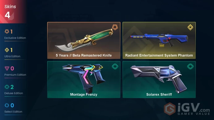 EU Full Access | 3 Skins 5 Years // Beta Remastered Knife + Radiant Entertainment System Phantom + Solarex Sheriff