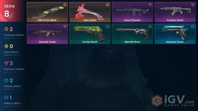 EU Full Access | 8 Skins Gaia's Wrath + RGX 11z Pro Blade + Aemondir Vandal + Forsaken Vandal + Reaver Phantom + more