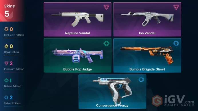 EU Full Access | 5 Skins Ion Vandal + Neptune Vandal + Bubble Pop Judge Convergence Frenzy + Bumble Brigade Ghost