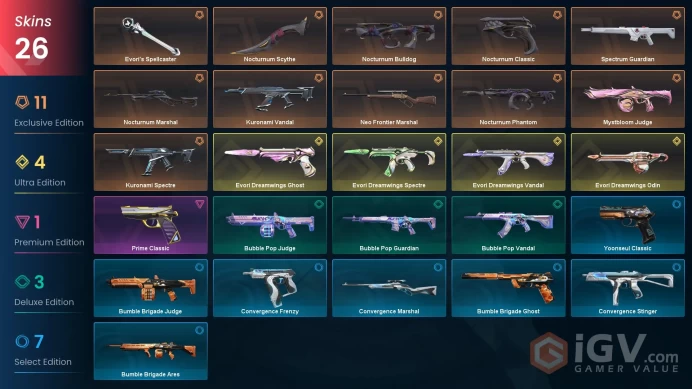 NA / 26 skins / evori bundle / Nocturnum bundle / kuronami vandal + Lol account 171 skins | V3