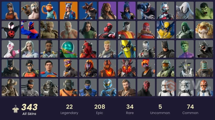 [ALL PLATFORMS]-343 Skin-304 pickaxes-332 emotes-Renegade Raider-Demogorgon-FULL ACCESS-350K V-BUCKS SPEND-