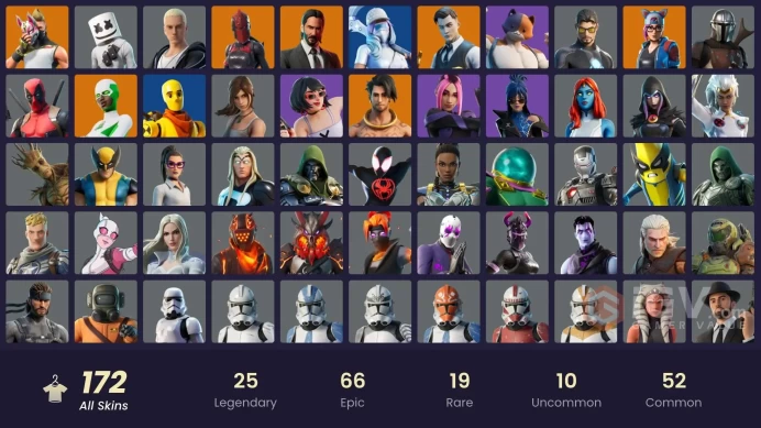 [ALL PLATFORMS]-172 Skin-168 Pickaxes-166 Emotes-142 Gliders-John Wick-Midas-Backlash-Mogul Master (GER)-Heron Stance Hero-FULL ACCESS-