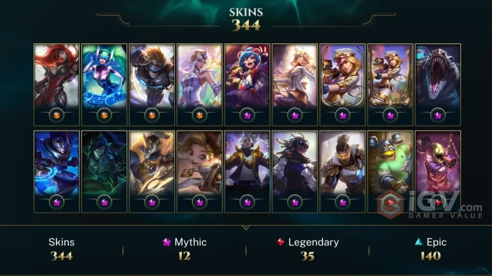 [D102] NA/EUW/OCE/JP/ 172 heroes / 344skins /  Instant Delivery/ Can change bound email and password/Can be transferred to any server
