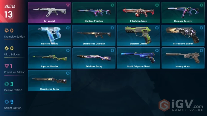 EU Full Access | Diamond 3 | 13 Skins Ion Vandal + Infantry Ghost + Montage Phantom + Stormborne Guardian + more