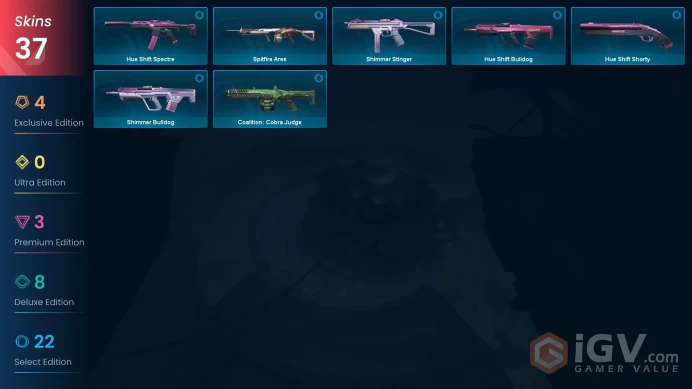 EU Full Access | 37 Skins .SYS Melee+Prelude to Chaos Vandal+Radiant Crisis 001 Phantom+Reaver Sheriff+Neptune Guardian+more