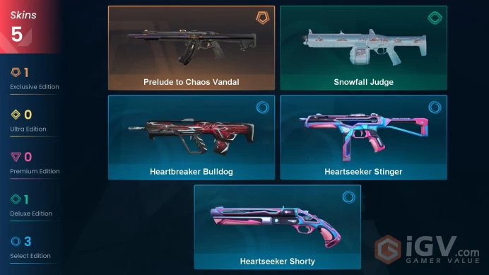 EU Full Access | 5 Skins Prelude to Chaos Vandal + Snowfall Judge + Heartbreaker Bulldog + Heartseeker Shorty + Heartseeker Stinger