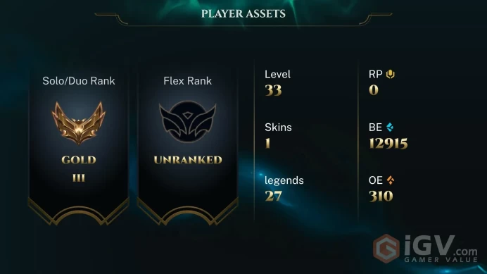 [EUW] Season 2026 - Gold 3 -60LP- -1W - 0L - 12K Be - Placements - +30/-10LP Gain - Safe - Instant Delivery