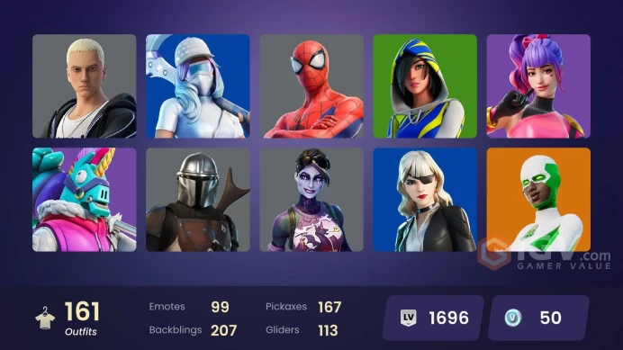 FA | 134 skins | Leviathan Axe | FNCS 3:1 Champion | Predator | Omegarok | Backlash | Galaxy Scout | Alli | The Imagined | Spectra Knight