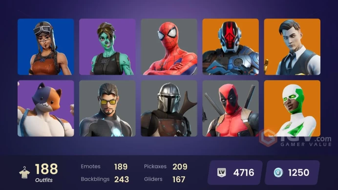 FA | 188 skins | OG STW | Renegade Raider | Gold Midas | Gold Brutus | Gold Meowscles | Fixer | Sultura | Nezumi | Mizuki | Snap | The Ageless