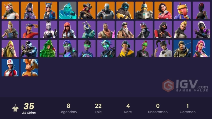 FA | 35 skins | IKONIK | Glow | A.I.M. | Calamity | Drift | Zenith | Sentinel | Lynx | Rox | Rippley vs Sludge | Bug Punk Sunny | Bunker Jonesy