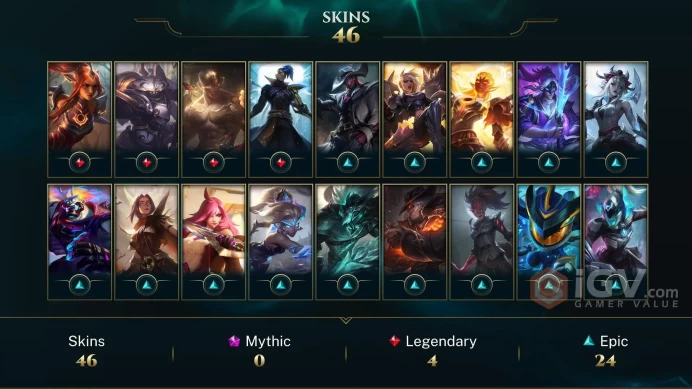 LAS 48 SKINS GOLD 1 132 CHAMPIONS 132 LEVEL INSTANT DELIVERY FULL ACCESS EzYZJ