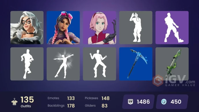[ALL PLATFORMS]-135 Skin-148 pickaxes -133 emotes-Jersey KizunaAI-Nobara Kugisaki-Coastal Machinist-Snow Miku-Catrin Glitch-Terrible Tornado-