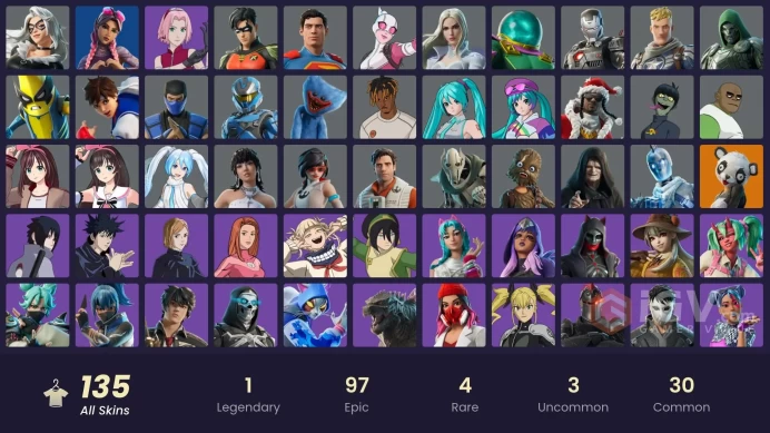 [ALL PLATFORMS]-135 Skin-148 pickaxes -133 emotes-Jersey KizunaAI-Nobara Kugisaki-Coastal Machinist-Snow Miku-Catrin Glitch-Terrible Tornado-