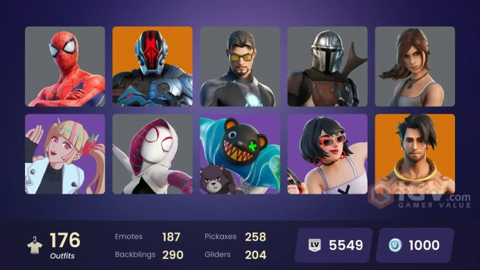 [ALL PLATFORMS]-176 Skin-258 Skin-187 Emotes-204 Gliders-FULL ACCESS-