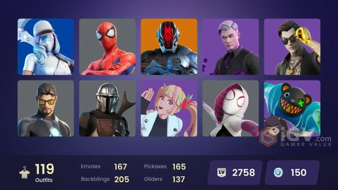 [ALL PLATFORMS]-119 Skins-165 Pickaxes-167 Emotes-137 Gliders-FULL ACCESS-