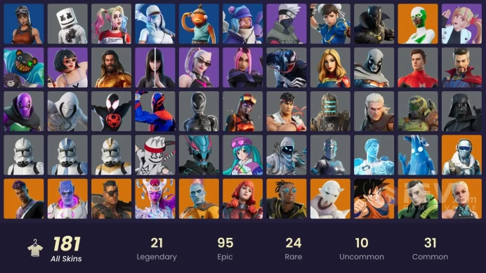 [ALL PLATFORMS]-181 Skin-Championship Aura-Renegade Raider-Chun-Li-She-Venom-MrBeast6000-Venom-Marshmello-Eren Jaeger-FULL ACCESS-