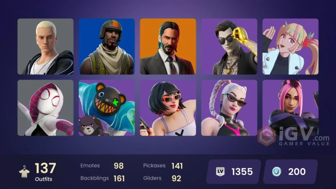 (PC PSN XBOX) 137 skins | Aerial Assault Trooper | Master Chief | Malik | The Origin | Snap | Twyn | Paradigm (Reality-659) | John Wick | Son Go
