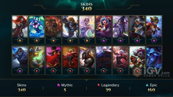 340 SKIN |UNRANKED | 341 LVL | 3K BE |PAX SIVIR|MAIL CHANGEABLE LOL ACCOUNT