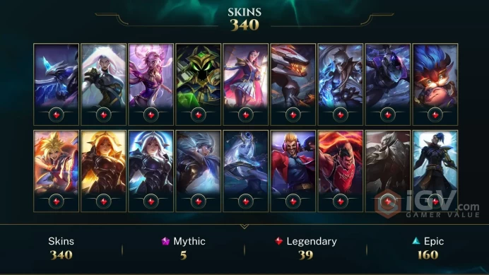 340 SKIN |UNRANKED | 341 LVL | 3K BE |PAX SIVIR|MAIL CHANGEABLE LOL ACCOUNT