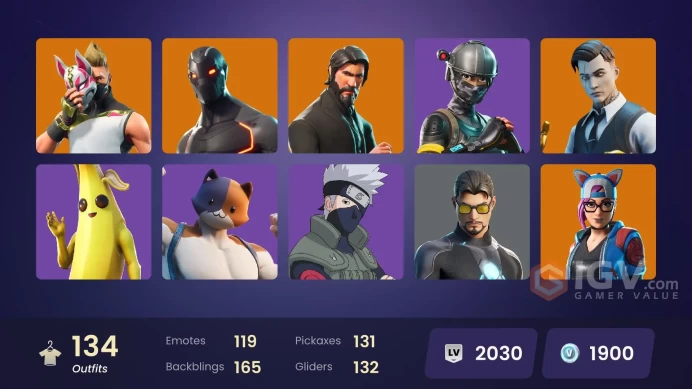 PC/PSN/Xbox/Nintendo 134 skins | The Reaper | Elite Agent | Take The L | Blue Team Leader | Gold Brutus | Gold Midas | Blue Striker | Cloud Stri