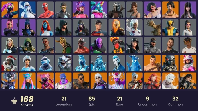 PC/PSN/Xbox/Nintendo 168 skins Leviathan Axe | Vi | Cloud Striker | Cobalt Snowfoot | Fixer | Optimus Prime | Snap | Alli | Ronin | Era | Galaxi