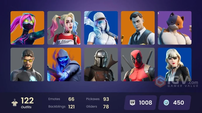 [ALL PLATFORMS]-122 Skins-Rogue Spider Knight-Midas-Sorana-Harley Quinn-Vix-FULL ACCESS-