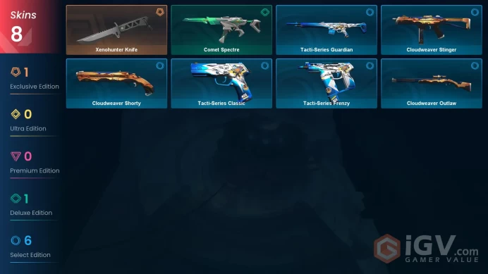 TR/EU Full Access | 8 Skins Xenohunter Knife + Comet Spectre + Tacti-Series Guardian + Cloudweaver Outlaw + more