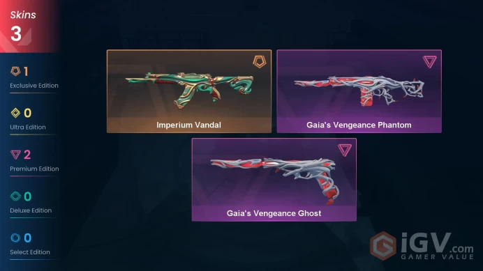 EU Full Access | 3 Skins Imperium Vandal + Gaia's Vengeance Phantom + Gaia's Vengeance Ghost | Iron 3 Last Rank