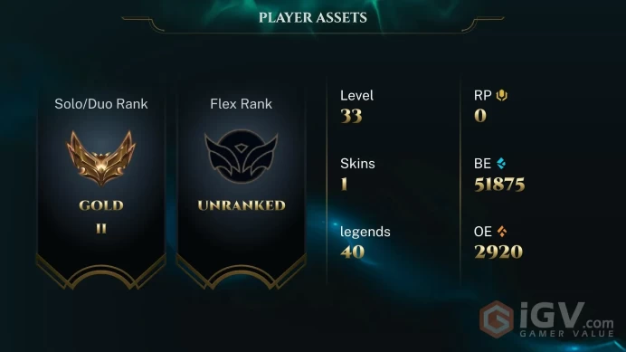 [EUW] S2026 - Gold 2 - 35LP - 55 Winrate - 12W - 10L - +30/-10 LP Gain - 51K Be - Honor 4 - Instant Delivery