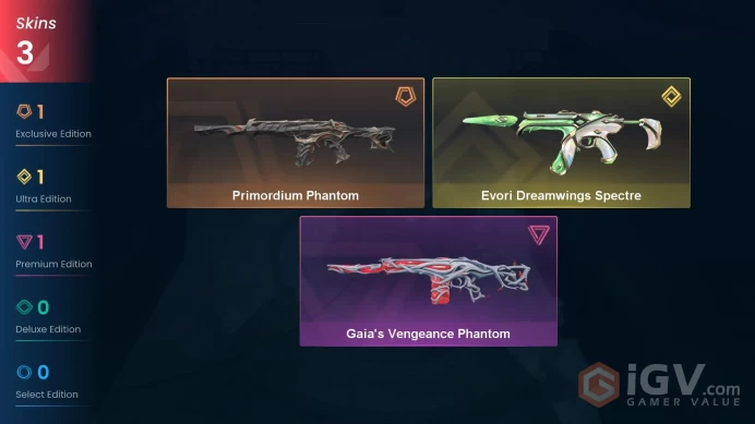 EU | 3 skins | Primordium Phantom | Evori Dreamwings Spectre | Gaia's Vengeance Phantom | T6057