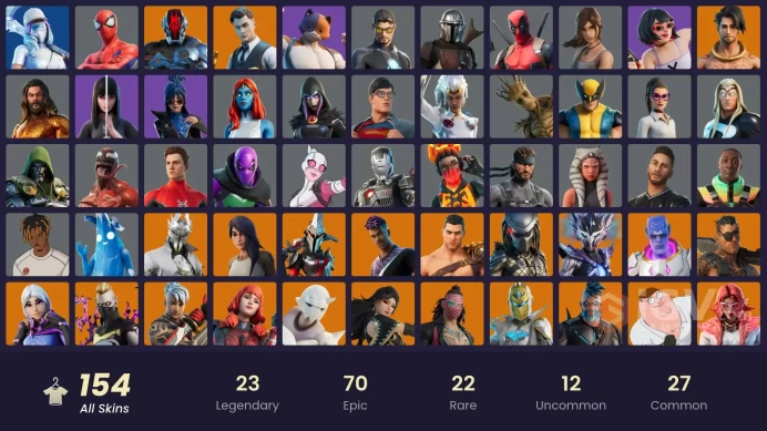 [PC/PSN/XBOX/Nintendo]  154 skins F/A :  Leviathan Axe | Rogue Spider Knight | Gold Midas | Kata Captain | Snap | Eternal Knight | Gear Speciali