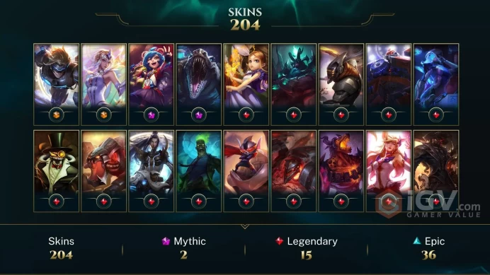 Lol / Euw / 201 Skins / 186 lvl / 50905 Blue Essence mssh1664