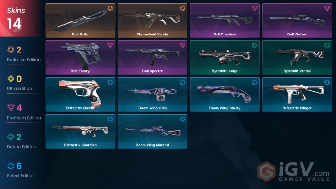 Eu / 14 SKins / Bolt Bundle / ChronoVoid Vandal / Bolt Knife