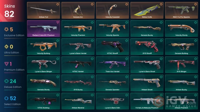 NA / 82 Skins / Velocity Karambit / Radiant Crisis 001 Phantom