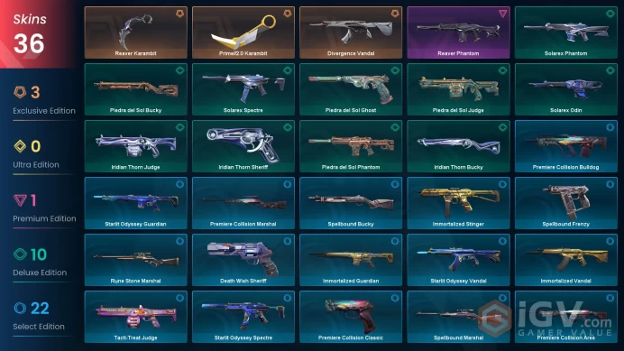 EU / 36 Skins / Reaver Karambit / Prime//2.0 Karambit