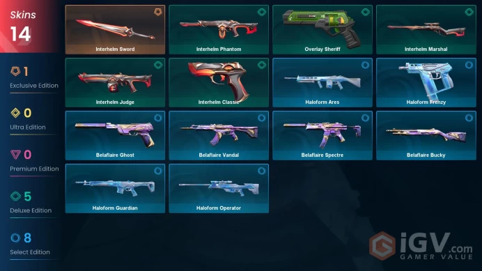 [ASIA] 14 Skins | 1 Knife | Full Acces | Interhelm Sword / Belaflaire Vandal / Haloform Operator / Interhelm Phantom  |