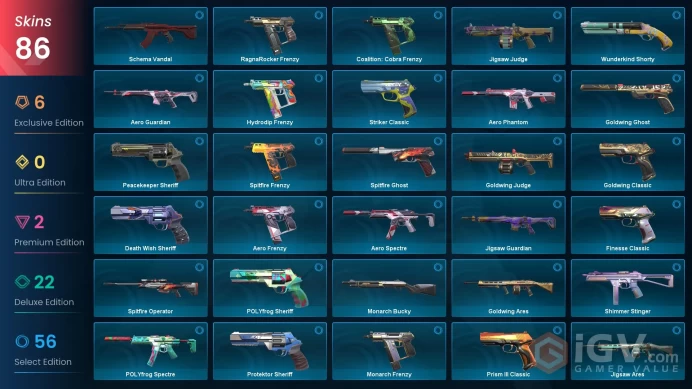 EU / 86 Skins / RGX 11z Pro Blade / Task Force 809 Knife / Velocity Karambit / 6 Knives