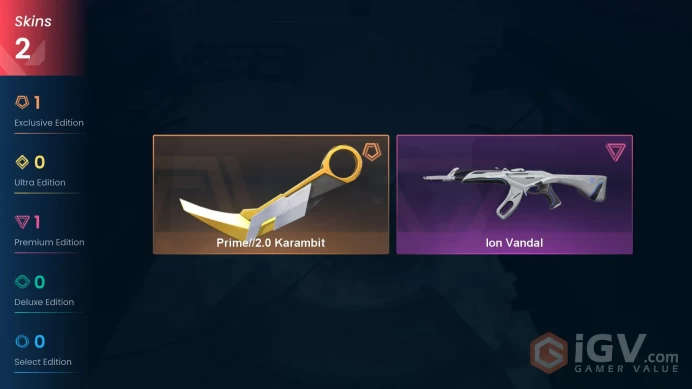 EU | 2 skins | Prime//2.0 Karambit | Ion Vandal | B9786