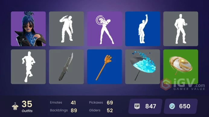 35 skins | 500 VB | Valeria | Peter Griffin | Poseidon | Solid Snake | Santa Dogg | Parental Control | All Platforms | Mail Access |