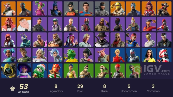 #7 [PC/XBOX/PSN/SWITCH] 53 skins | Raptor | Carbide | Valor | Drift | Calamity | Valeria | Omega | Peter Griffin | Solid Snake | Superman | Robi
