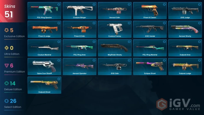 EU / 51 Skins / 5 Knives / Ion Bundle + Lol 252 Skins Eune 291lvl mssh1661