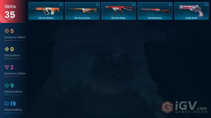EU - LVL 77 - Unranked - 4 Knives - 35 Skins(~14,900 VP) Glitchpop Dagger, Oni Claw, Hivemind Sword, Singularity Phantom, Ruin Dagger, Ruin Vand