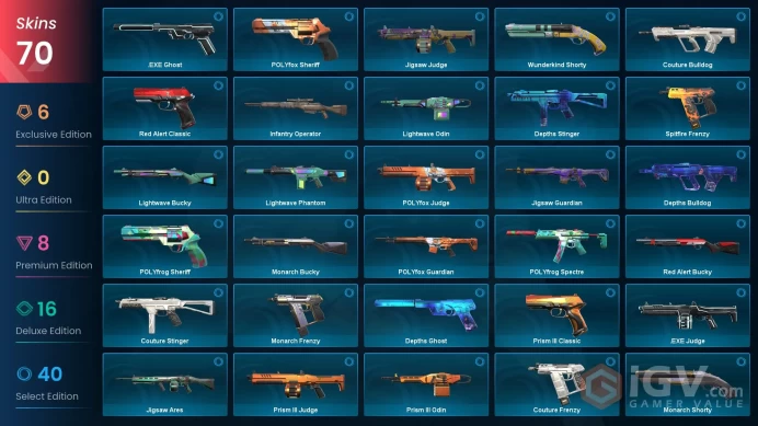 NA - LVL 90 - Unranked - 4 Knives - 70 Skins(~31,975 VP) Recon Balisong, Spectrum Phantom, Sentinels of Light Vandal, Elderflame Dagger