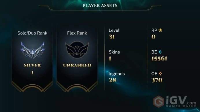  JP  1 SKINS  SILVER 1  28 CHAMPIONS  31 LEVEL  INSTANT DELIVERY  FULL ACCESS  F2HEp 